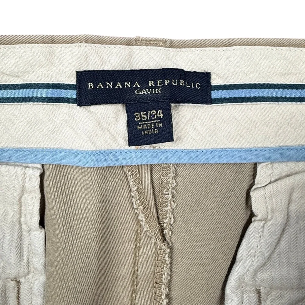 Banana Republic Gavin Chinos Khaki Tan Straight Leg Cotton Pants Mens 35x34